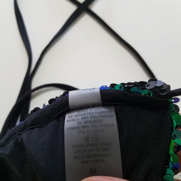 Beach Bunny Siren's Song Sequins Green/Black Triangle Bikini Top Size M - Picture 11 of 11